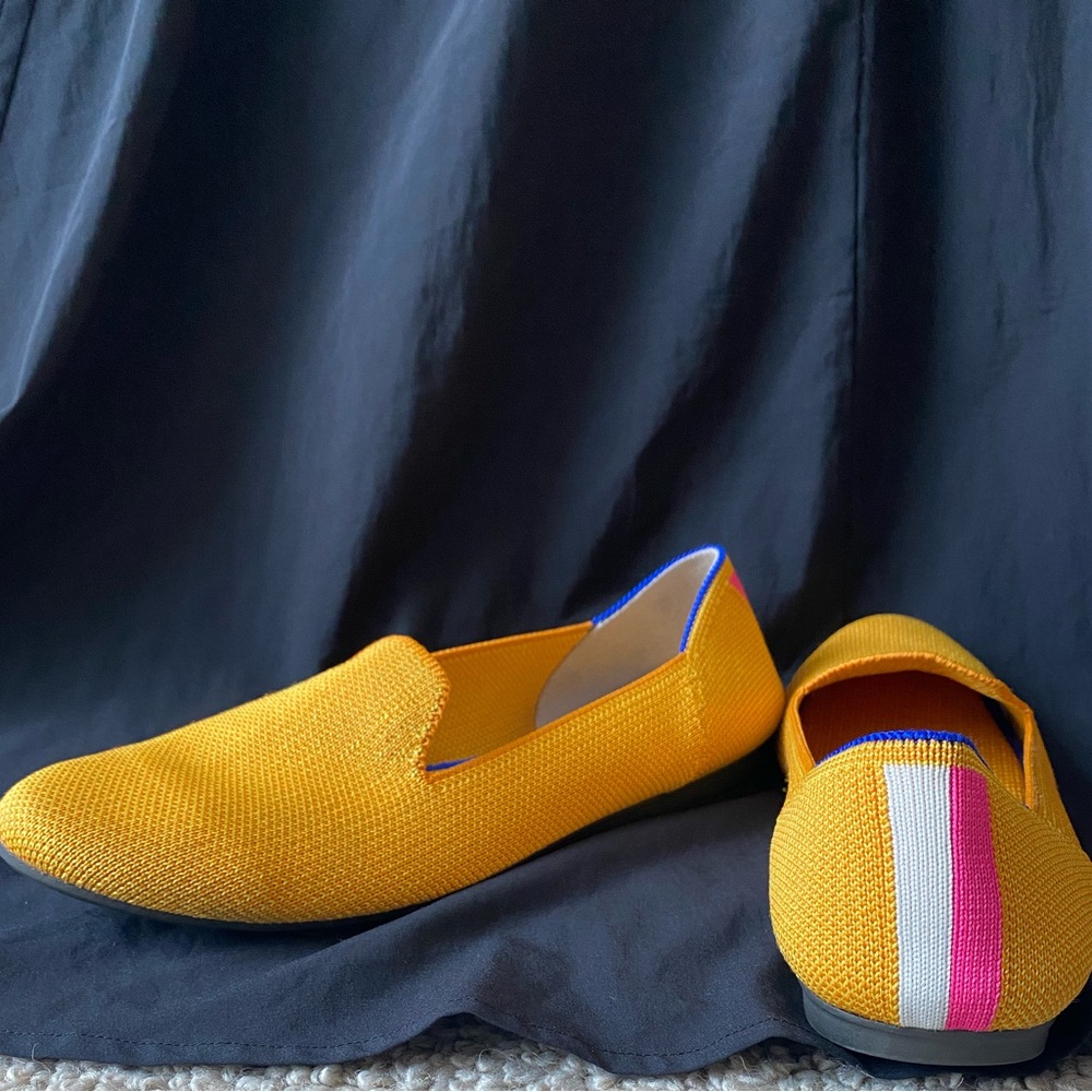 Rothys Lemon Drop 6.5 Retired Color Lemonade Flats Slip On Washable Yellow Pink